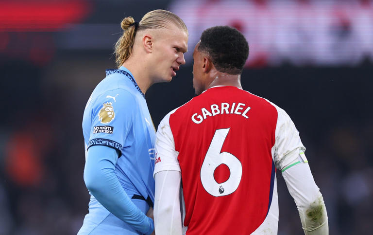 Haaland and Gabriel clash at the end of the game - Getty Images/Robbie Jay Barratt